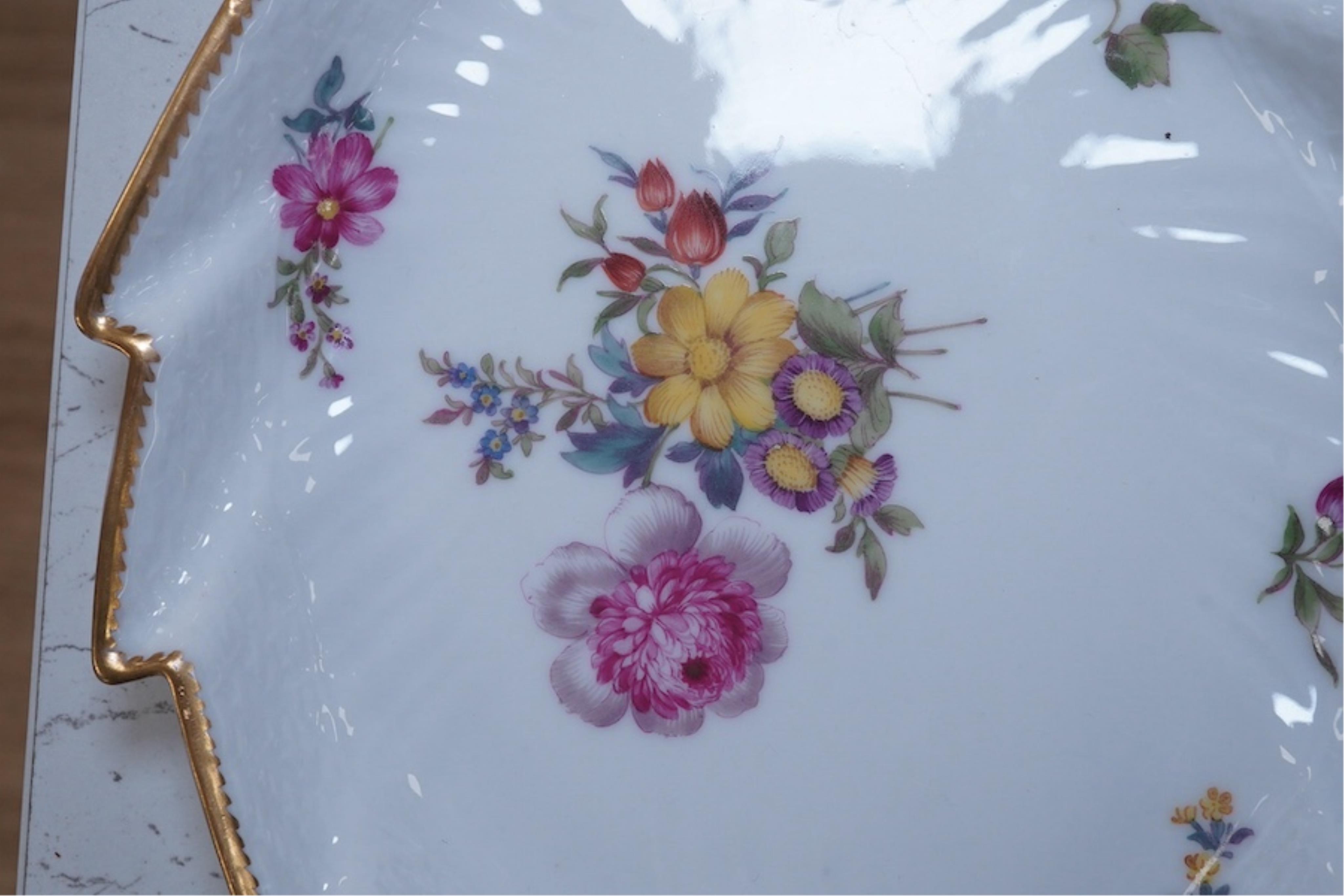 A 19th century Copenhagen flower painted eight piece part dessert service. Condition - fair to good